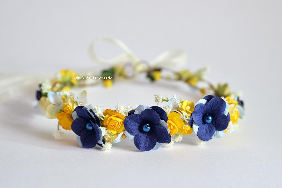 Blue Yellow Crown Logo - Yellow And Blue Halo - Flower Crown - Floral Crown Yellow Blue ...