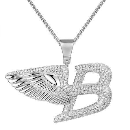 B in Diamond Logo - Luxury Car Logo B Pendant Silver Tone Angel Wing Charm Simulated ...