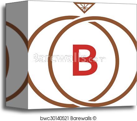 B in Diamond Logo - Canvas Print of B Letter Ring Diamond Logo | Barewalls Posters ...