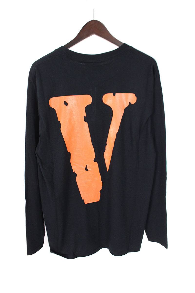 Orange Vlone Logo - RINKAN: Vee Ron /VLONE Logo Print Long Sleeves Cut And Sew M/ Black