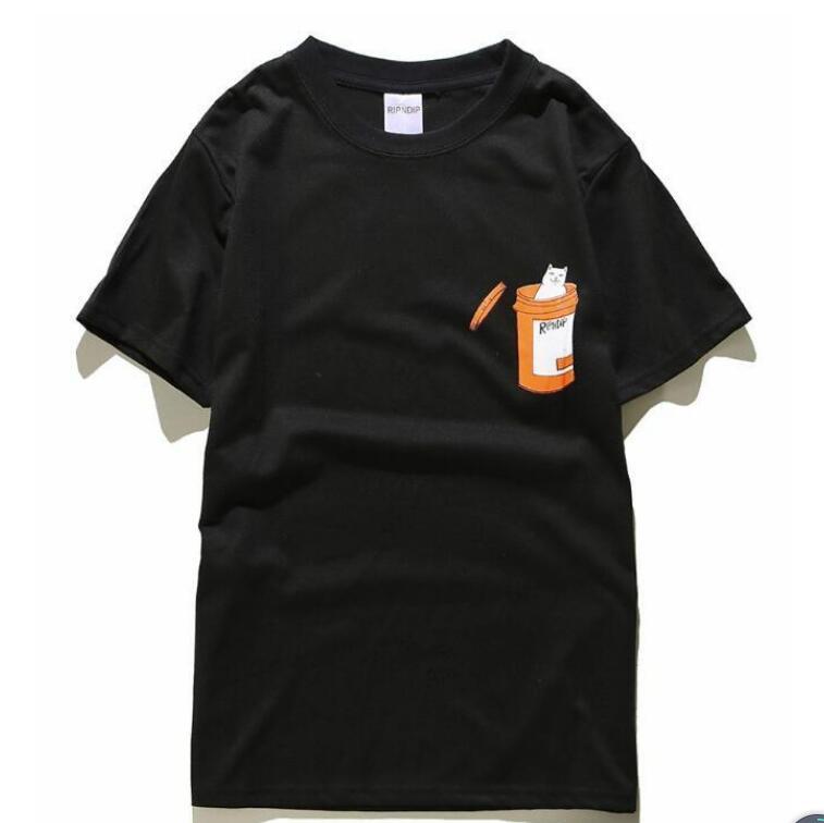Orange Vlone Logo - Vlone Fashion Vogue Ripndip Cat In Pocket T Shirt Sport Casual Rip N