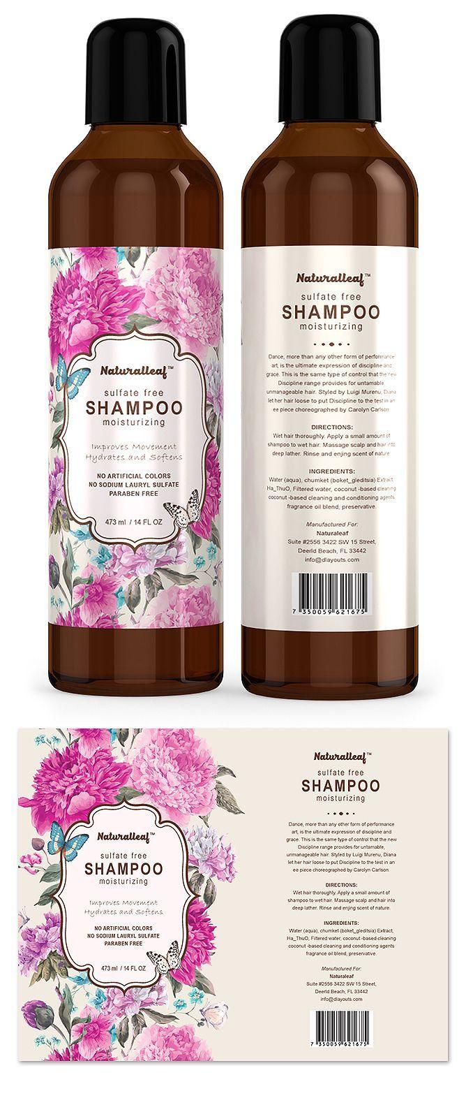 Shampoo Label with Logo - Hair Shampoo Label Template | Graphic Design Label & Packaging ...