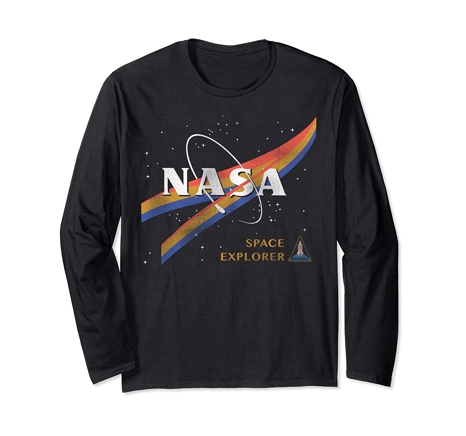 NASA Spaceship Logo - NASA Retro Chevron Space Shuttle Logo Long Sleeve Tee-alottee gift ...