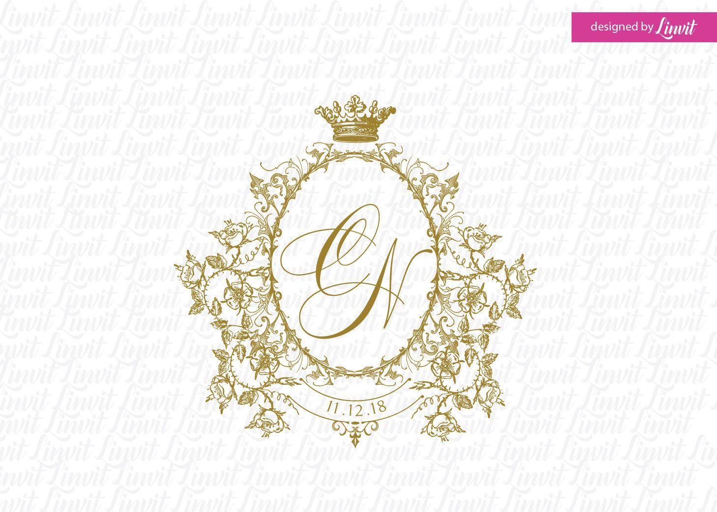 Royal Circle Logo - Royal wedding logo, royal wedding monogram, gold custom wedding logo ...