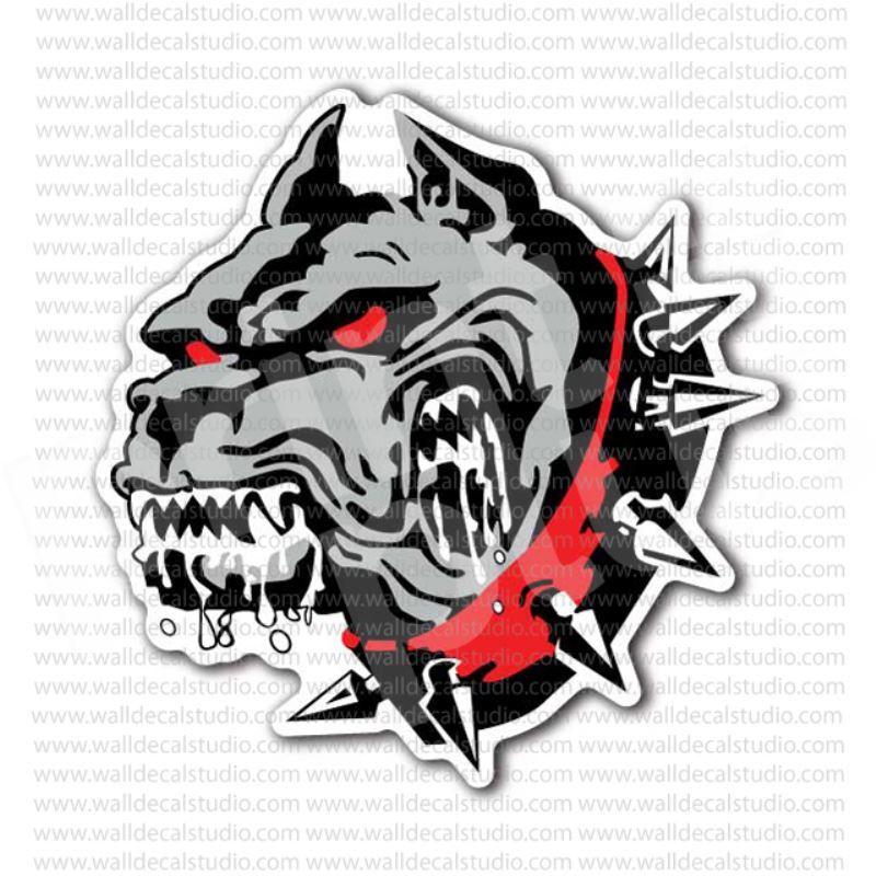 Pitbull Dog Logo - From $4.00 Buy Angry Pitbull Dog Red Eyes Head Sticker at Print Plus