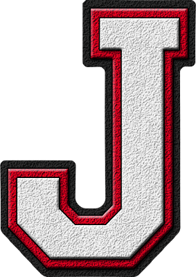 Red Letter J Logo - Presentation Alphabets: White & Cardinal Red Varsity Letter J