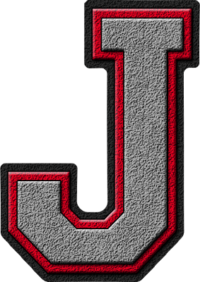 Red Letter J Logo - Presentation Alphabets: Silver & Red Varsity Letter J