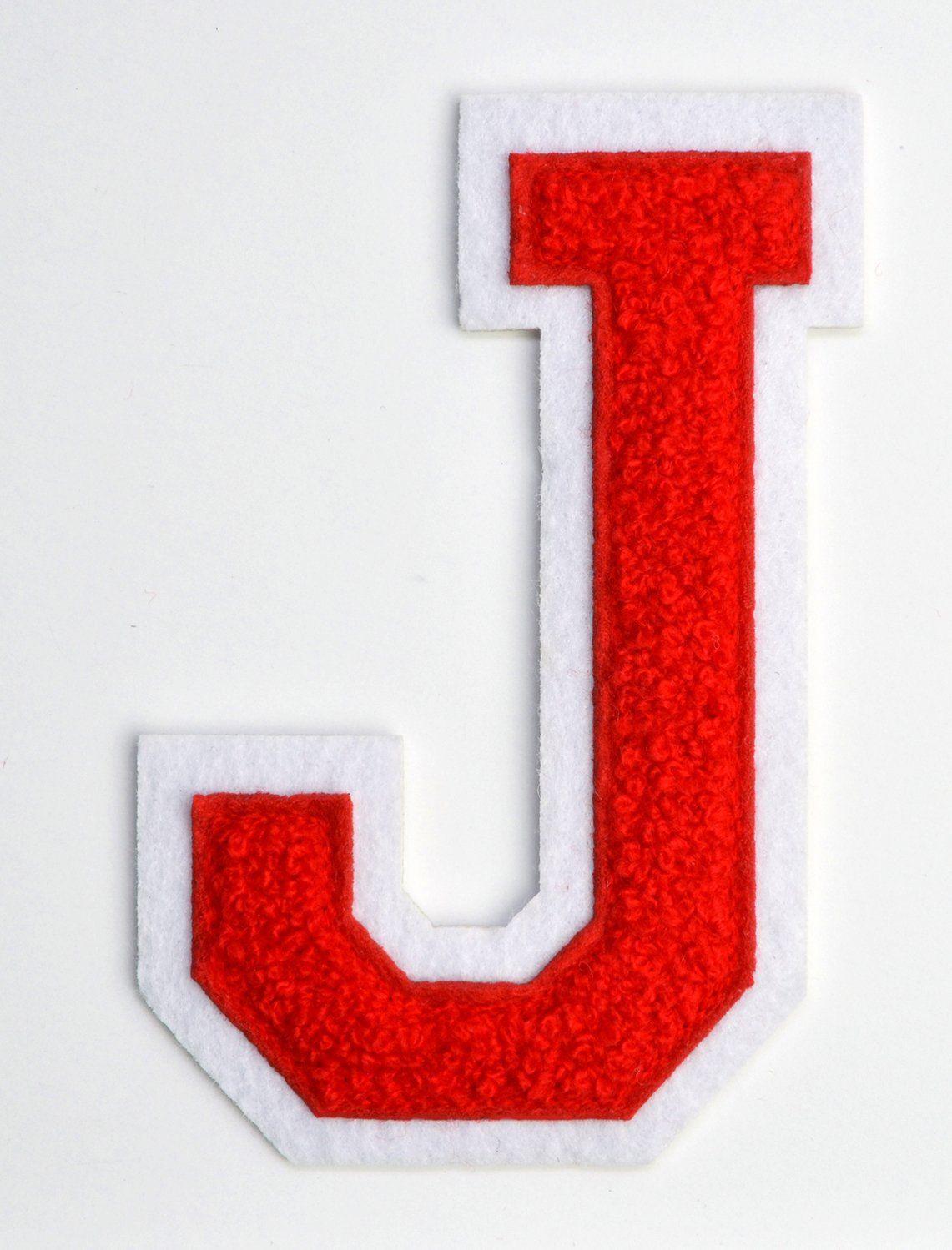 Red Letter J Logo - Amazon.com: Varsity Letter Patches - Red Embroidered Chenille ...
