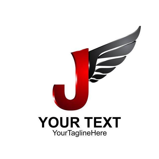 Red Letter J Logo - initial letter j logo template colored black red wing design ...