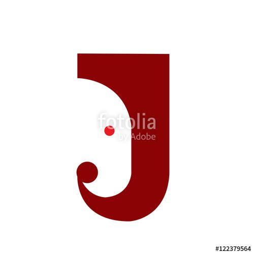 Red Letter J Logo - Vector Red Elephant Letter J Logo