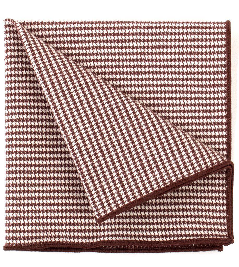 Brown Square Logo - Brown Houndstooth Pocket Square with Logo