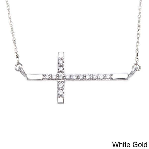 Sideways Diamond Logo - Shop 10k Gold 1/10ct TDW Diamond Sideways Cross Necklace - Free ...