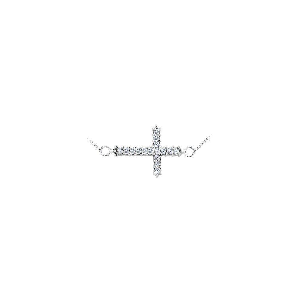 Sideways Diamond Logo - Jewelry Sideways Cross Necklace with Diamonds in 14K White Gold
