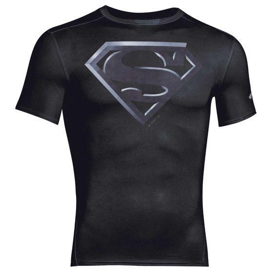Rebel Superman Logo - Under Armour Mens Alter Ego Superman Compression Tee Black / Silver