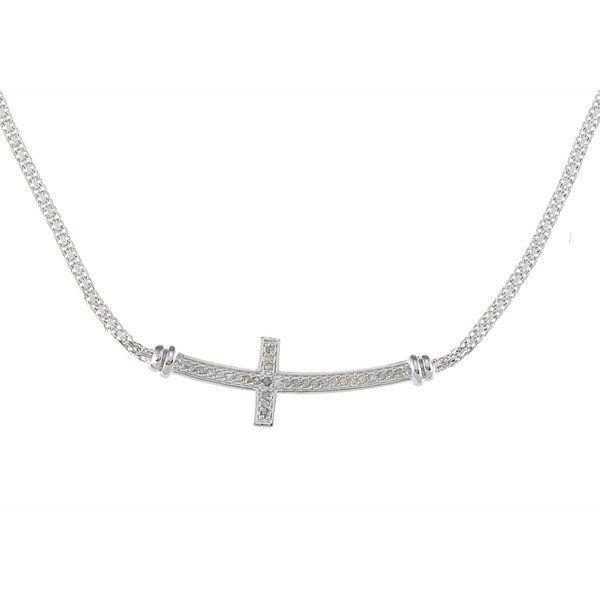 Sideways Diamond Logo - Shop Sterling Silver 1/4ct TDW Diamond Sideways Cross Necklace (J-K ...