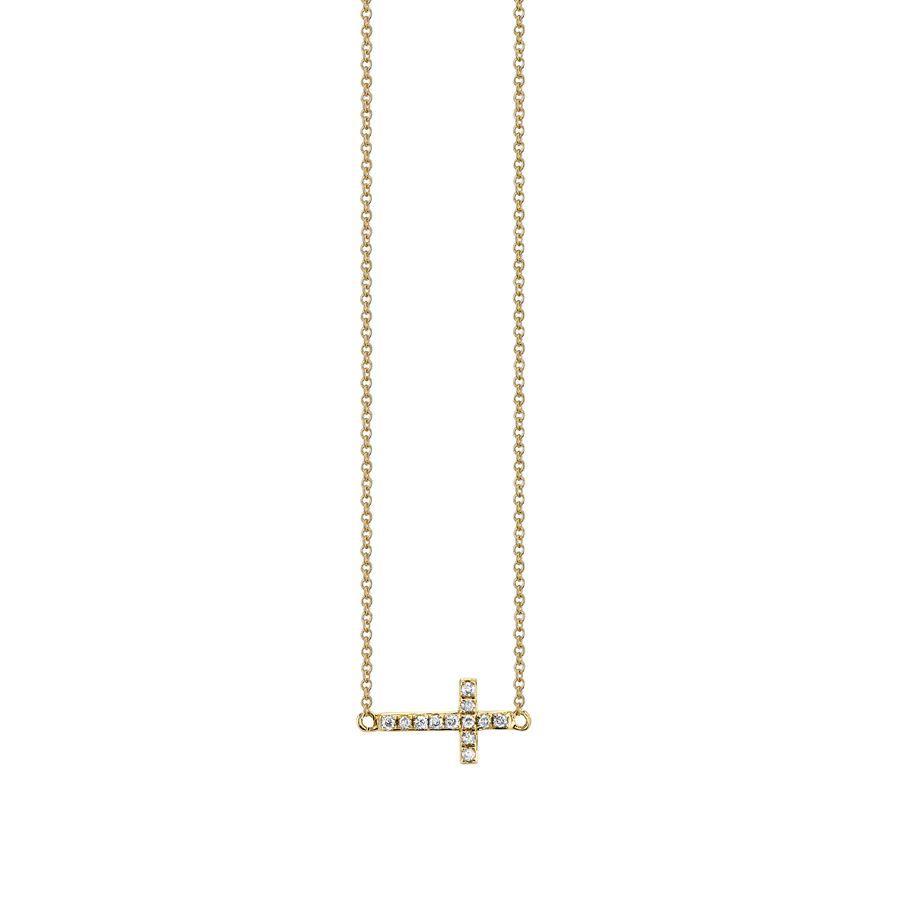 Sideways Diamond Logo - Sydney Evan Yellow Gold Diamond Sideways Cross Pendant Necklace N27873