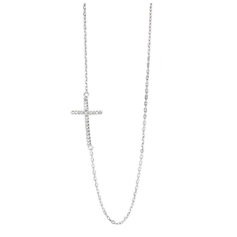 Sideways Diamond Logo - Diamond Sideways Cross Necklace