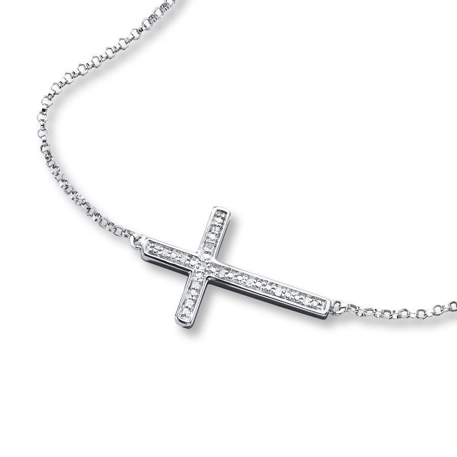 Sideways Diamond Logo - Cross Necklace Diamond Accents Sterling Silver - 172673206 - Jared