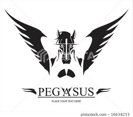 Horse with Wings Logo - Pegasus Horse Head spreading its wings. - Stock Illustration ...