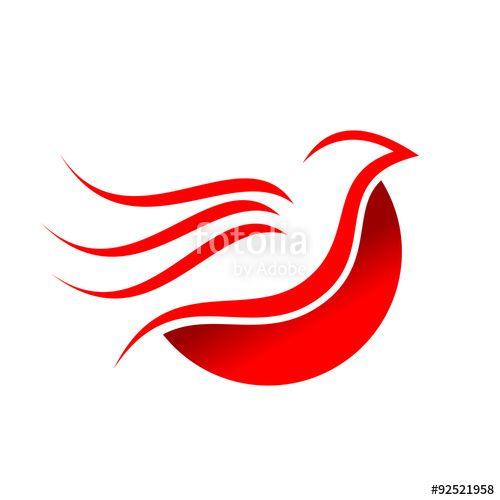 Red Lines Bird Logo - Flying Lines Abstract Red Bird