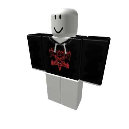 Red and Black Roblox Logo - black thrasher hoodie red logo