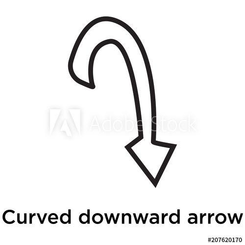 White Curved Arrow Logo - Curved downward arrow icon vector sign and symbol isolated on white ...
