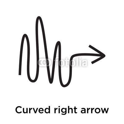 White Curved Arrow Logo - Curved right arrow icon vector sign and symbol isolated on white ...