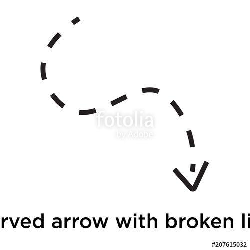 White Curved Arrow Logo - Curved arrow with broken line icon vector sign and symbol isolated ...