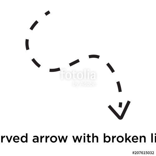 White Curved Arrow Logo - Curved arrow with broken line icon vector sign and symbol isolated