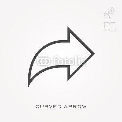 White Curved Arrow Logo - Line icon curved arrow. Buy Photo