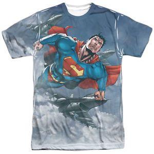 Jets Superman Logo - Superman Flying In The Sky With Jets 2 Sided Sublimation Print Poly