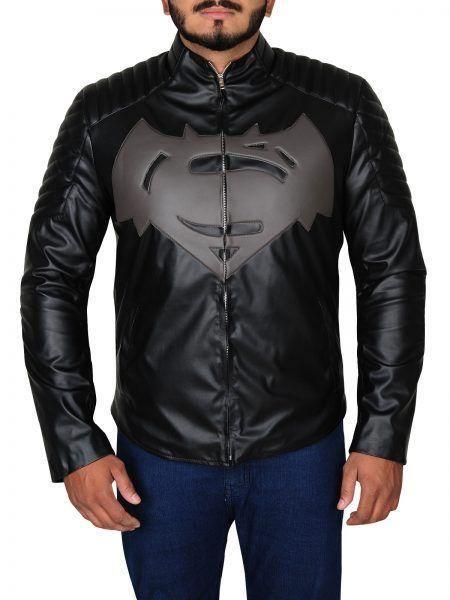 Jets Superman Logo - Batman vs Superman Black leather Jacket