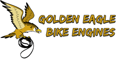 Flying Horse Motor Bike Logo - Golden Eagle Bike Engines. Geared Kevlar Belt Drive Bicycle Motor Kit