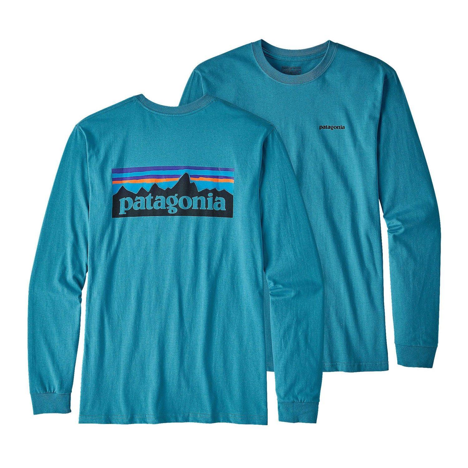 Patagonia Clothing Logo - Patagonia Men's Long-Sleeved P-6 Logo Cotton T-Shirt