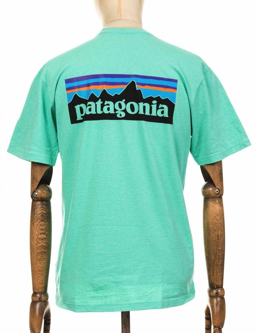 Patagonia Clothing Logo - Patagonia S/S P-6 Logo Responsibili Tee - Vjosa Green - Clothing ...