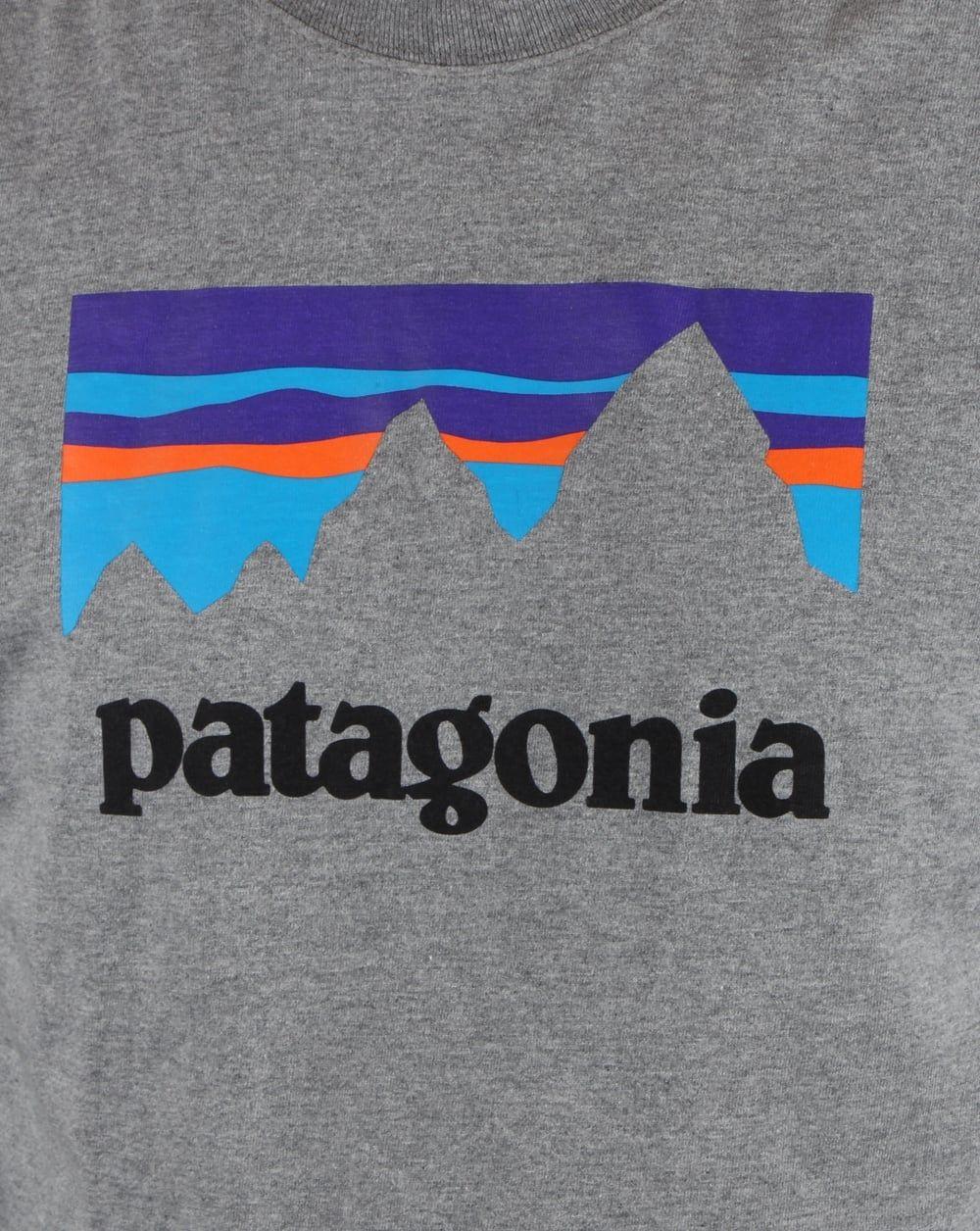 Patagonia Clothing Logo - Patagonia Shop Sticker Ls T Shirt Gravel Heather, Men's, Tee