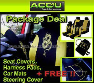 Yellow and Black Dragon Logo - Black Yellow Dragon Logo Car Seat Covers+Mats+Steering Wheel Cover+ ...