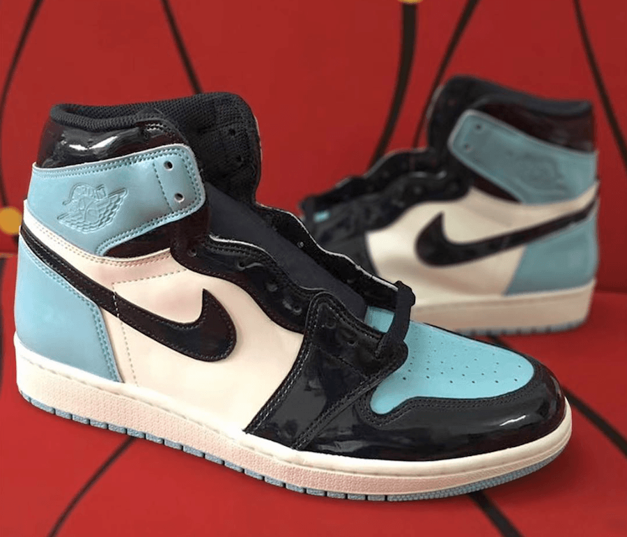 Baby Blue Jordan Logo - The Air Jordan 1 High Surfaces in Baby Blue Patent Leather | Air ...