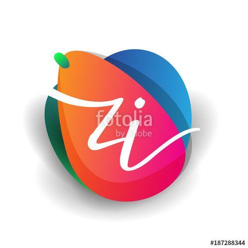 Zi Logo - Letter ZI logo with colorful splash background, letter combination