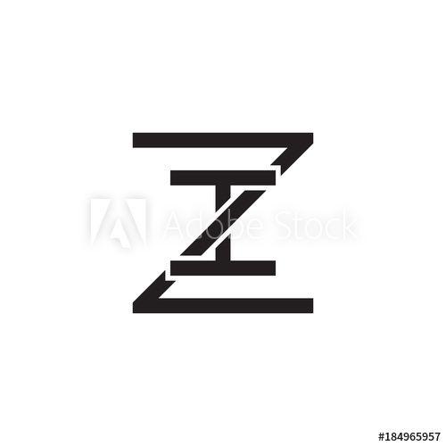 Zi Logo - Initial letter Z and I, ZI, IZ, overlapping I inside Z, line art ...