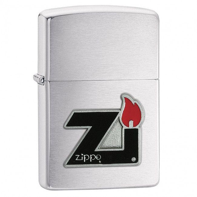 Zi Logo - Zippo ZI Flame Logo Pewter Emblem Brushed Chrome - Zippo 60000831