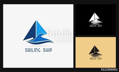 Sailboat Triangle Logo - abstract triangle sailing ship logo