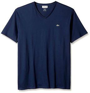 Blue V Logo - $125 LACOSTE Men's BLUE T-SHIRT LOGO V-NECK PIMA COTTON TEE TOP ...