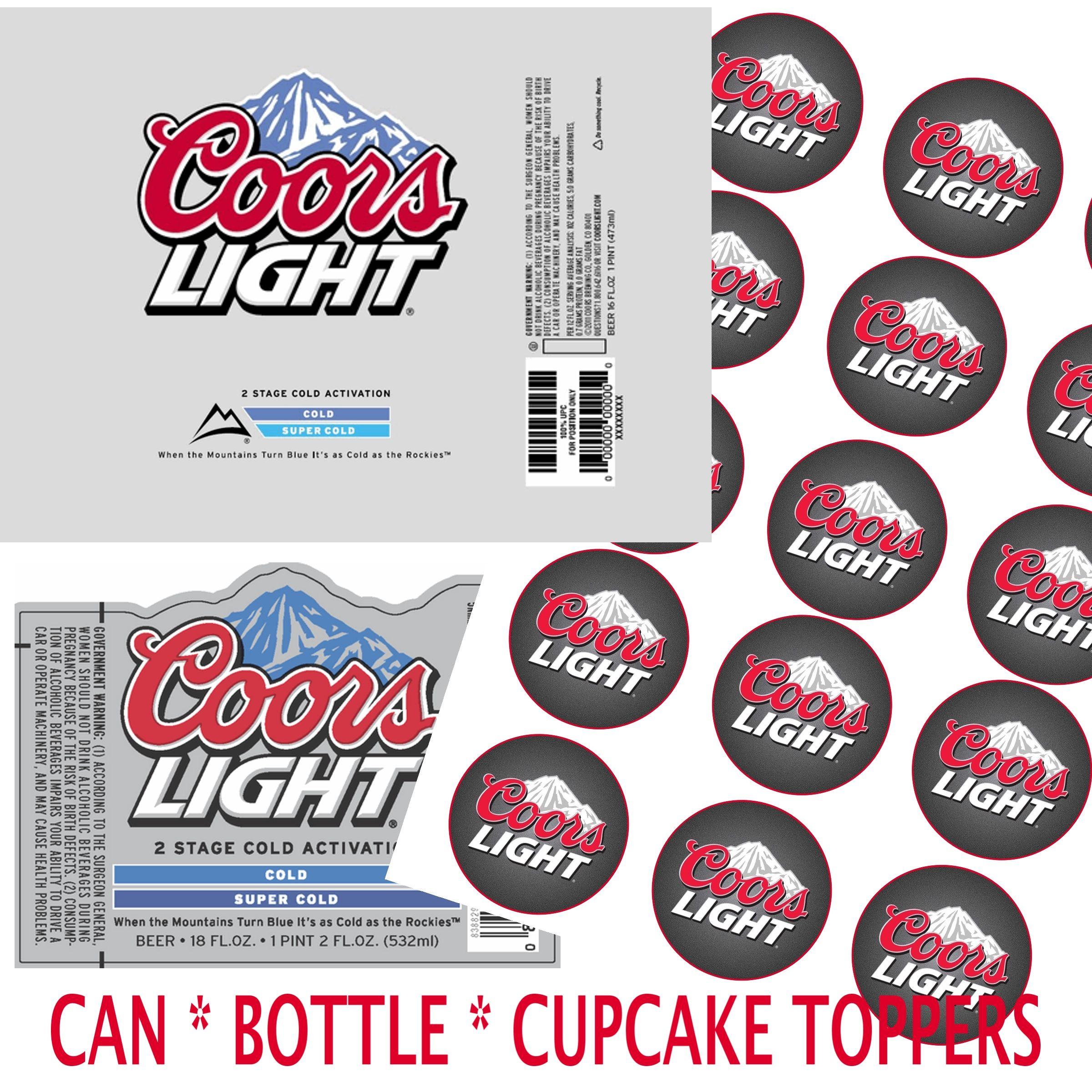 Coors Can Logo - Coors Light Beer Can Bottle Labels And Matching Cupcake Toppers