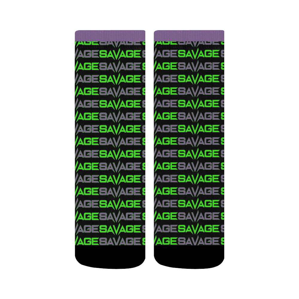 Purple Savage Logo - Purple & Green Savage Logo Print Black Socks - Savage Tattoo - Ogden ...