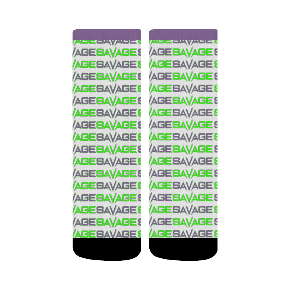Purple Savage Logo - Purple & Green Savage Logo Print Socks Tattoo, UT