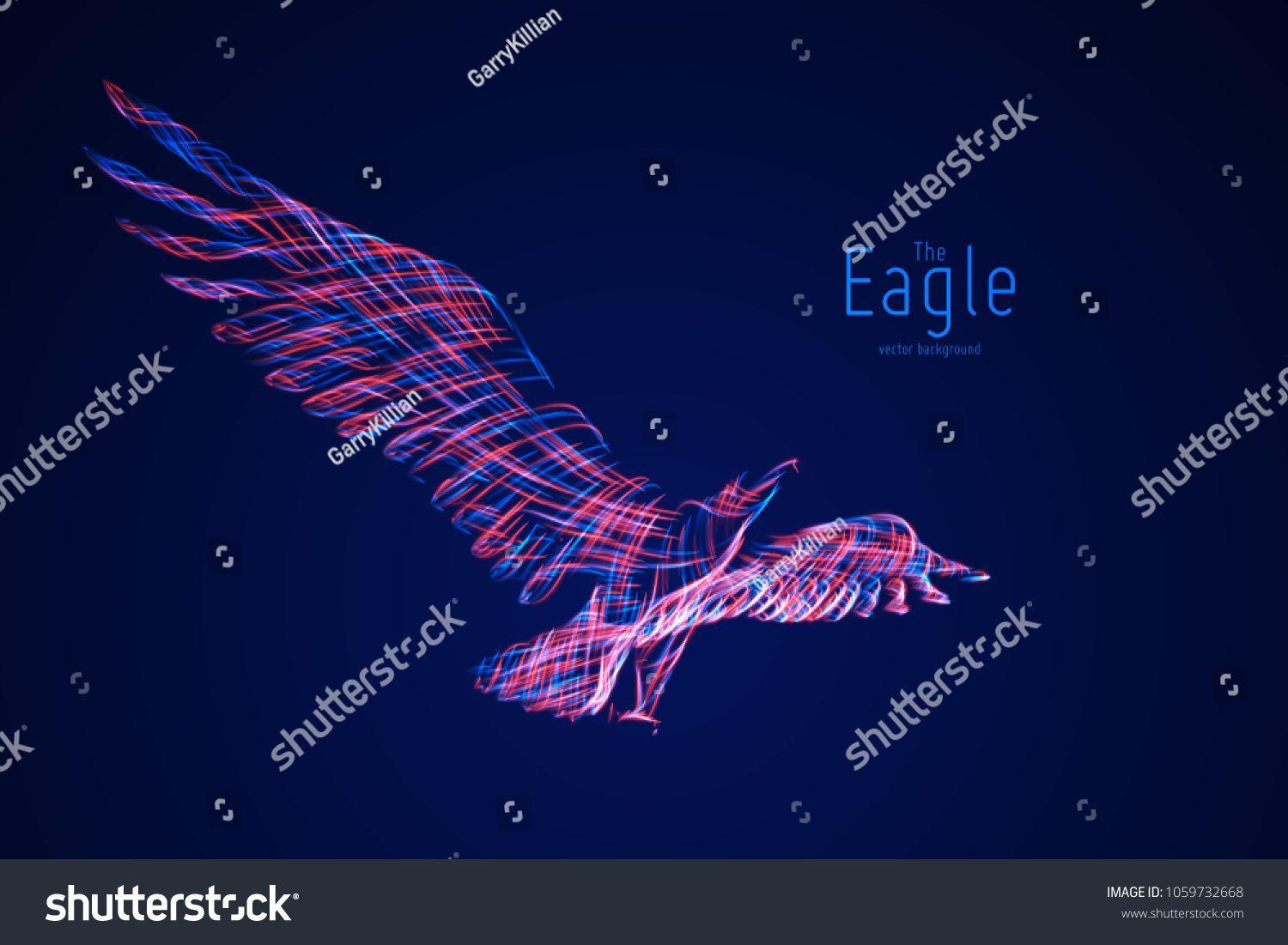 Red Lines Bird Logo - Vector Eagle in flight from abstract swirl lines. Eagle in motion