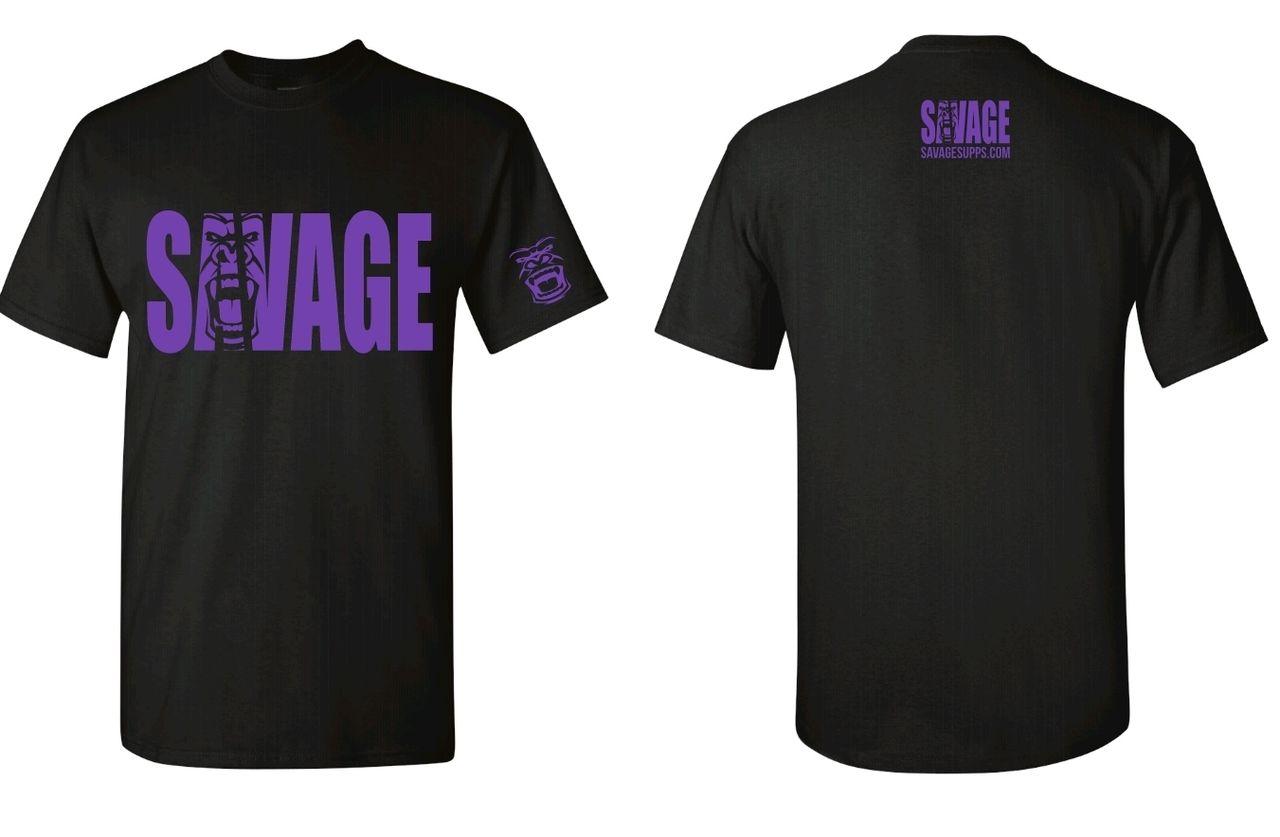 Purple Savage Logo - SAVAGE T SHIRT BLACK W PURPLE LETTERING