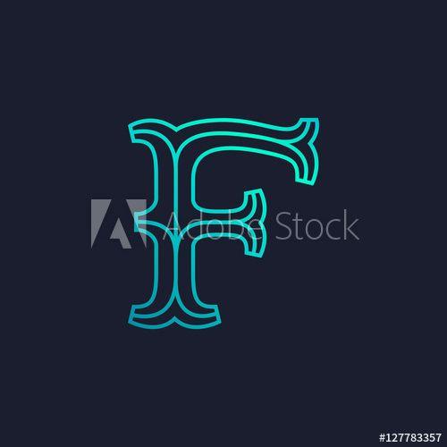 Retro F Logo - F letter logo. Mono line Slab serif retro type. this stock