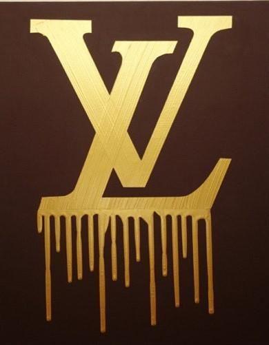 Dripping LV Logo - LV DRIP - BROWN / GOLD | Louis Vuitton Inspired Art by Tiffany ...